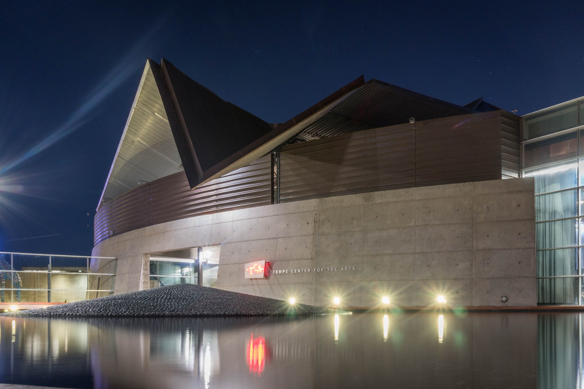 Morin metal roof panels — Tempe Center for the Arts at night